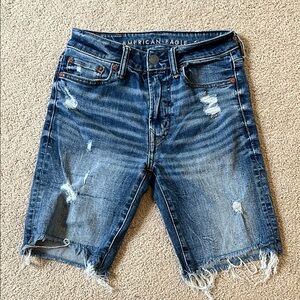 American Eagle Outfitters Men's Distressed Blue Denim Shorts